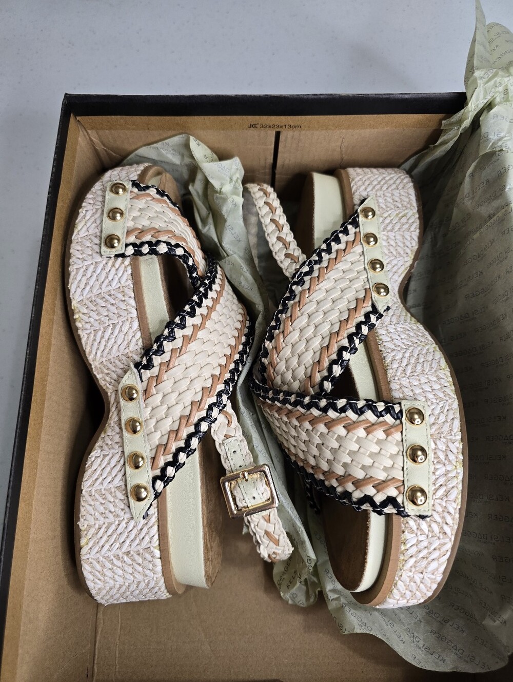 Kelsi Dagger Brooklyn Pace Raffia Platform Sandals Women's 6.5 New In Box - Picture 2 of 8